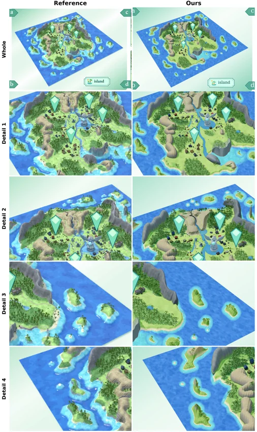 Japan island. Reference and our reconstruction.