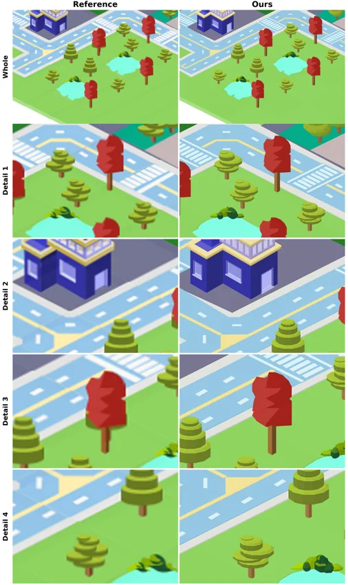 Park lake. Reference and our reconstruction.