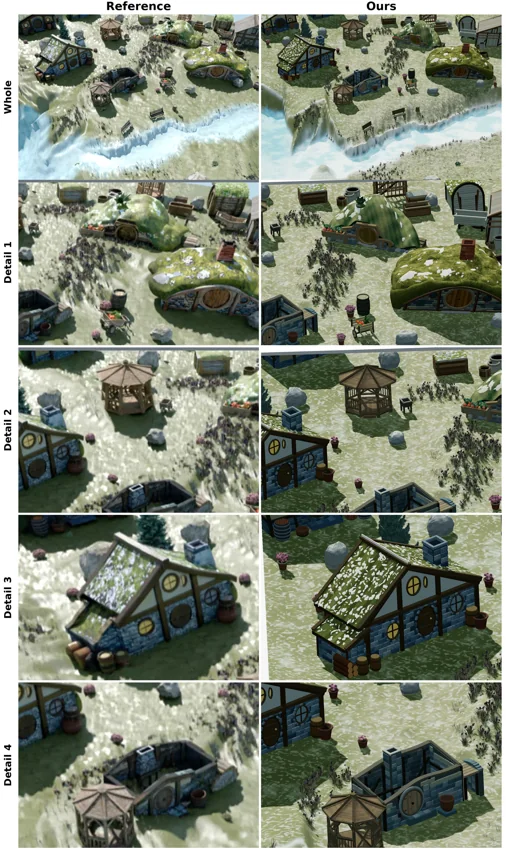 Valley village. Reference and our reconstruction.