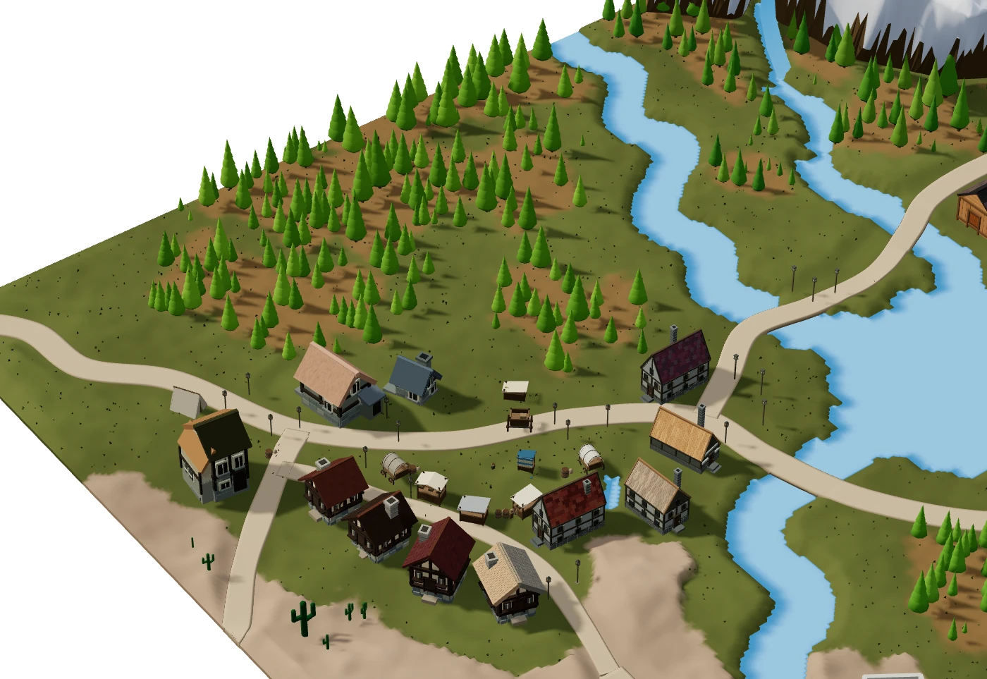 Close view of the delivered village